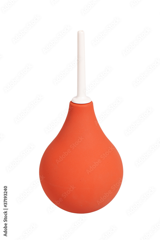 Red rubber pear isolated over white with clipping path Red rubber pear isolated over white with clipping path