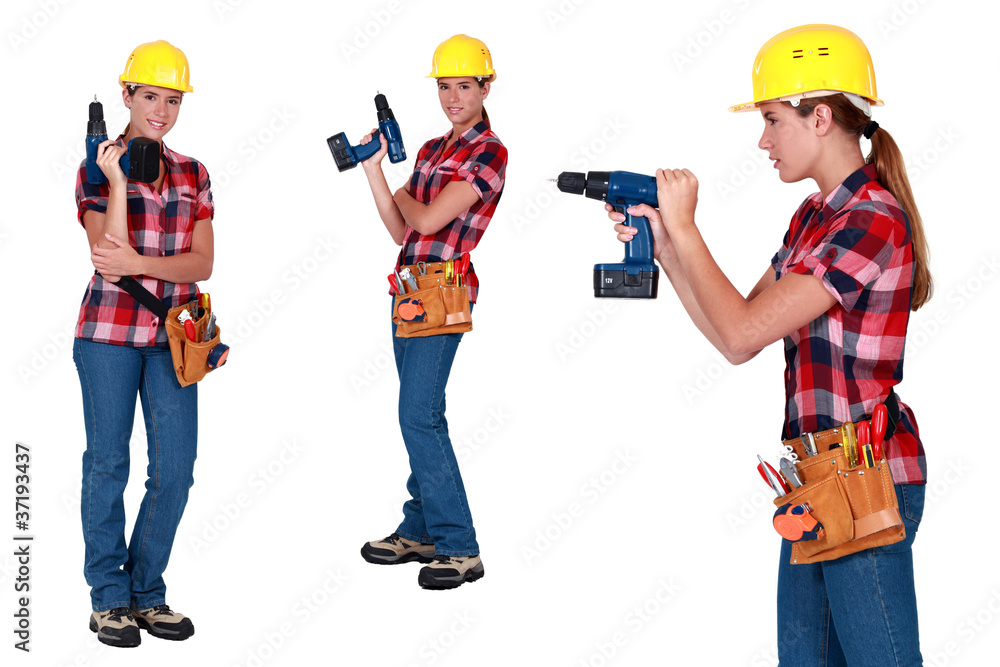 Woman using power drill Woman using power drill