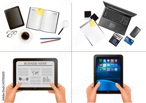 Set of business and office backgrounds. Vector
