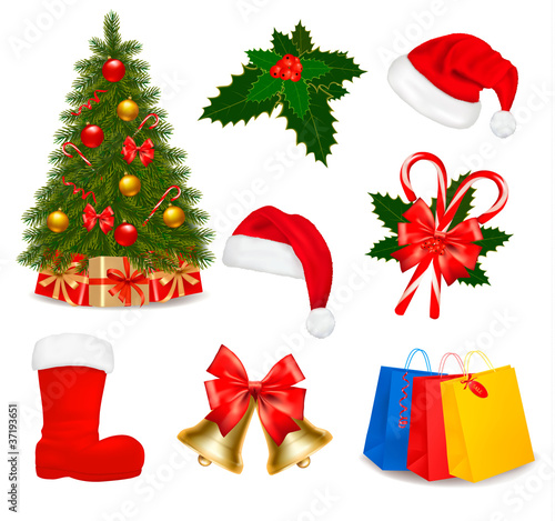 Set of Christmas icons. Vector illustration.