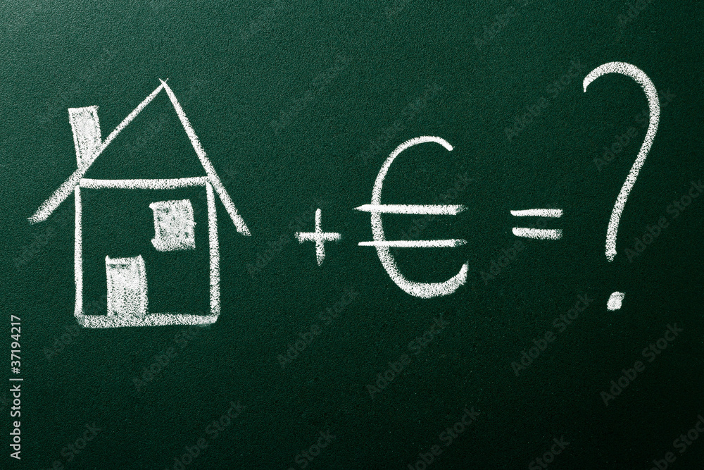 Fototapeta Concept of home buying on green blackboard