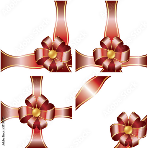 Red bow on white. Vector illustration