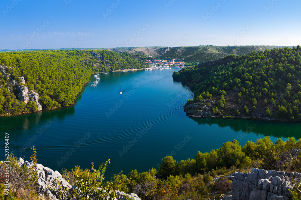 River Krka and town in Croatia