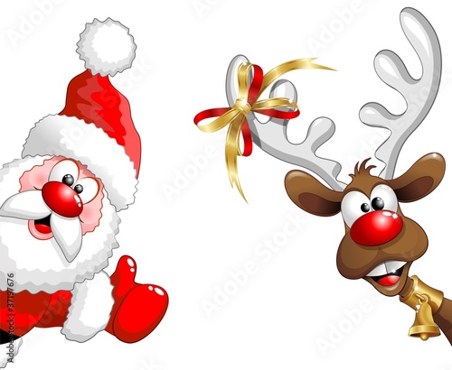 Renna e Babbo Natale ok-Funny Santa Claus and Reindeer photo