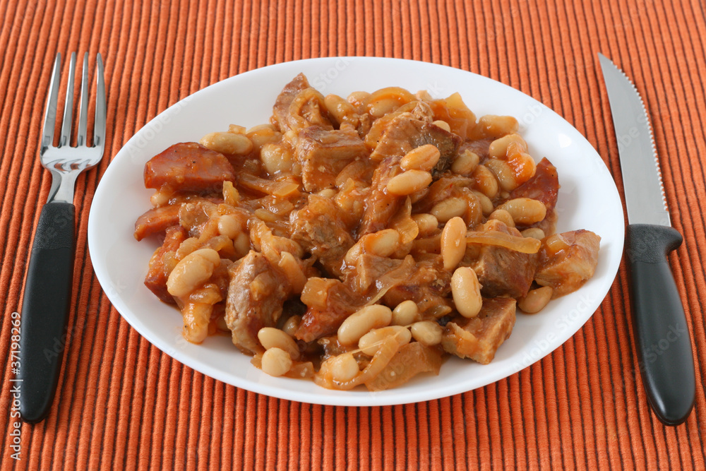 meat with sausages and beans meat with sausages and beans