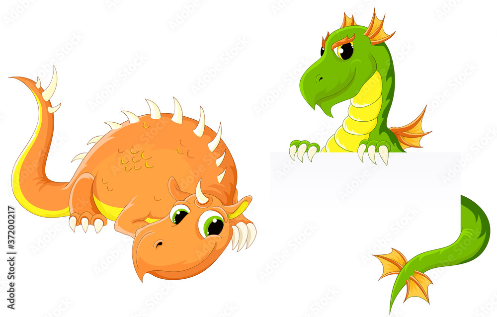 Obraz premium Two cute dragons