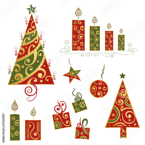 Weihnachten, Advent, christmas vector set, bunt