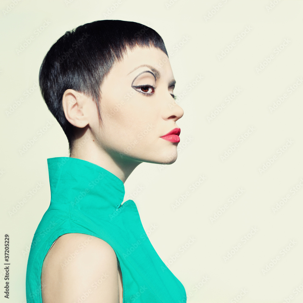 Fototapeta premium Elegant lady with short hairstyle