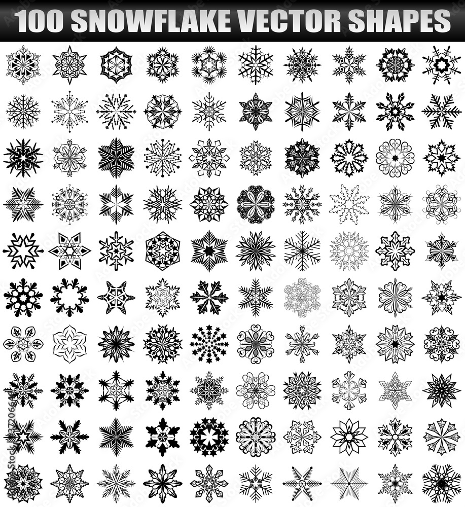 100 vector snowflake shapes