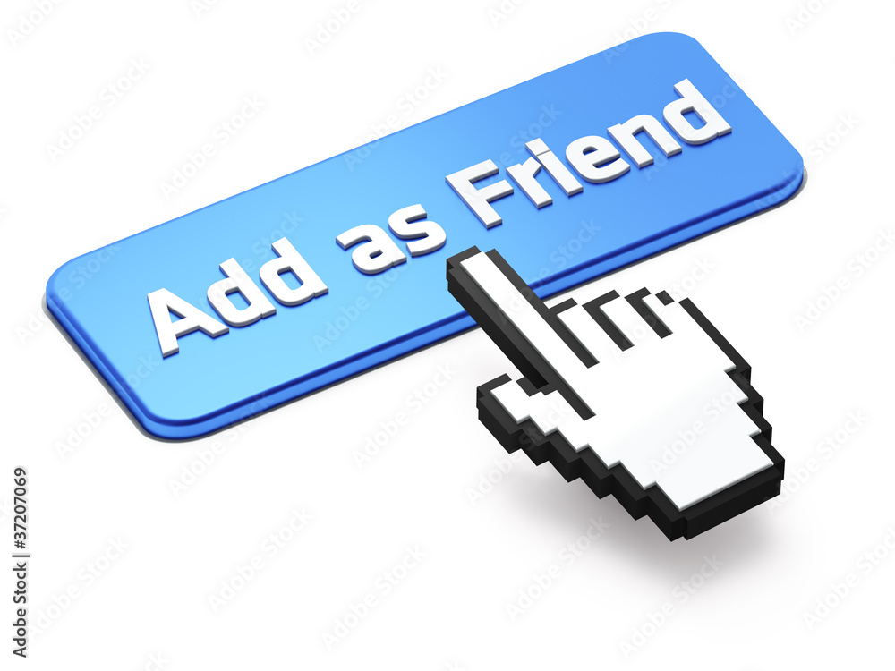 Hand-shaped mouse cursor press Add as Friend button Hand-shaped mouse cursor press Add as Friend button