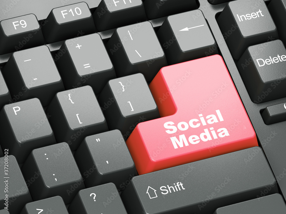 Black keyboard with Social Media button Black keyboard with Social Media button