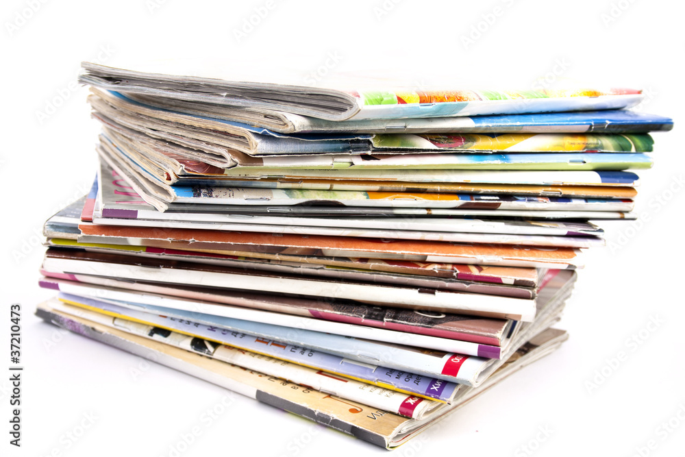 Stack of magazines isolated - obrazy, fototapety, plakaty 