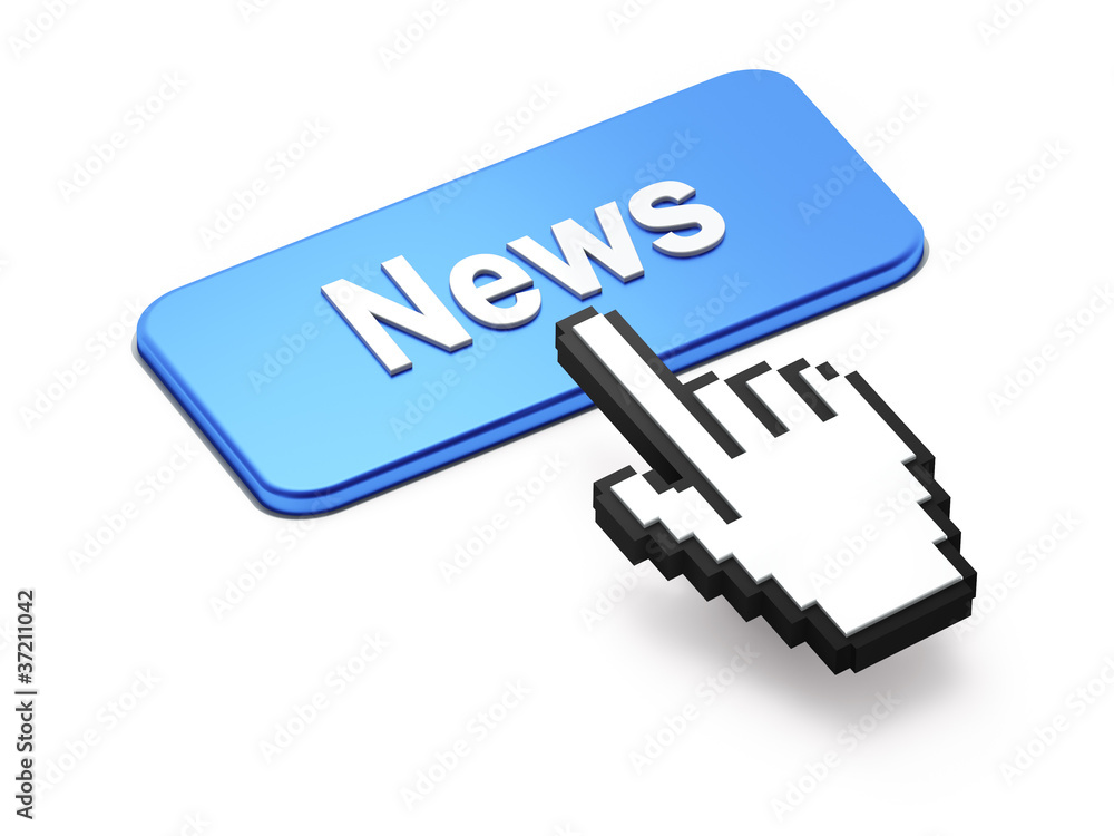 Hand-shaped mouse cursor press News button Hand-shaped mouse cursor press News button