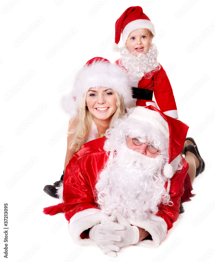 Santa claus family with child. Santa claus family with child.
