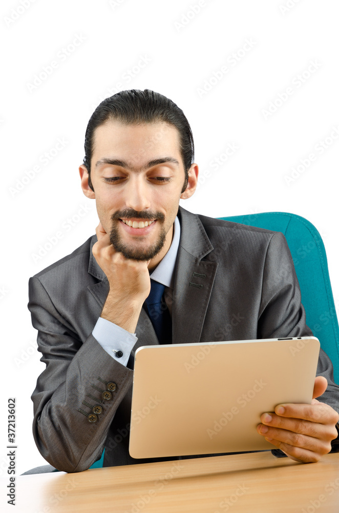 Businessman working on tablet computer Businessman working on tablet computer