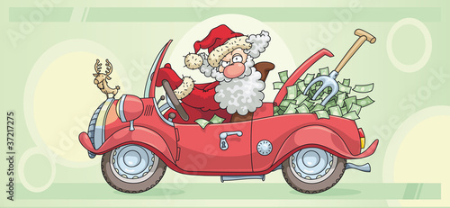 Tableau sur toile Santa Claus and Money
