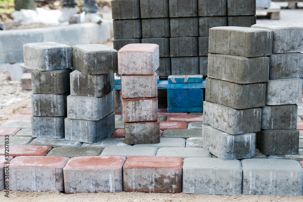 Piles of sidewalk brick Piles of sidewalk brick