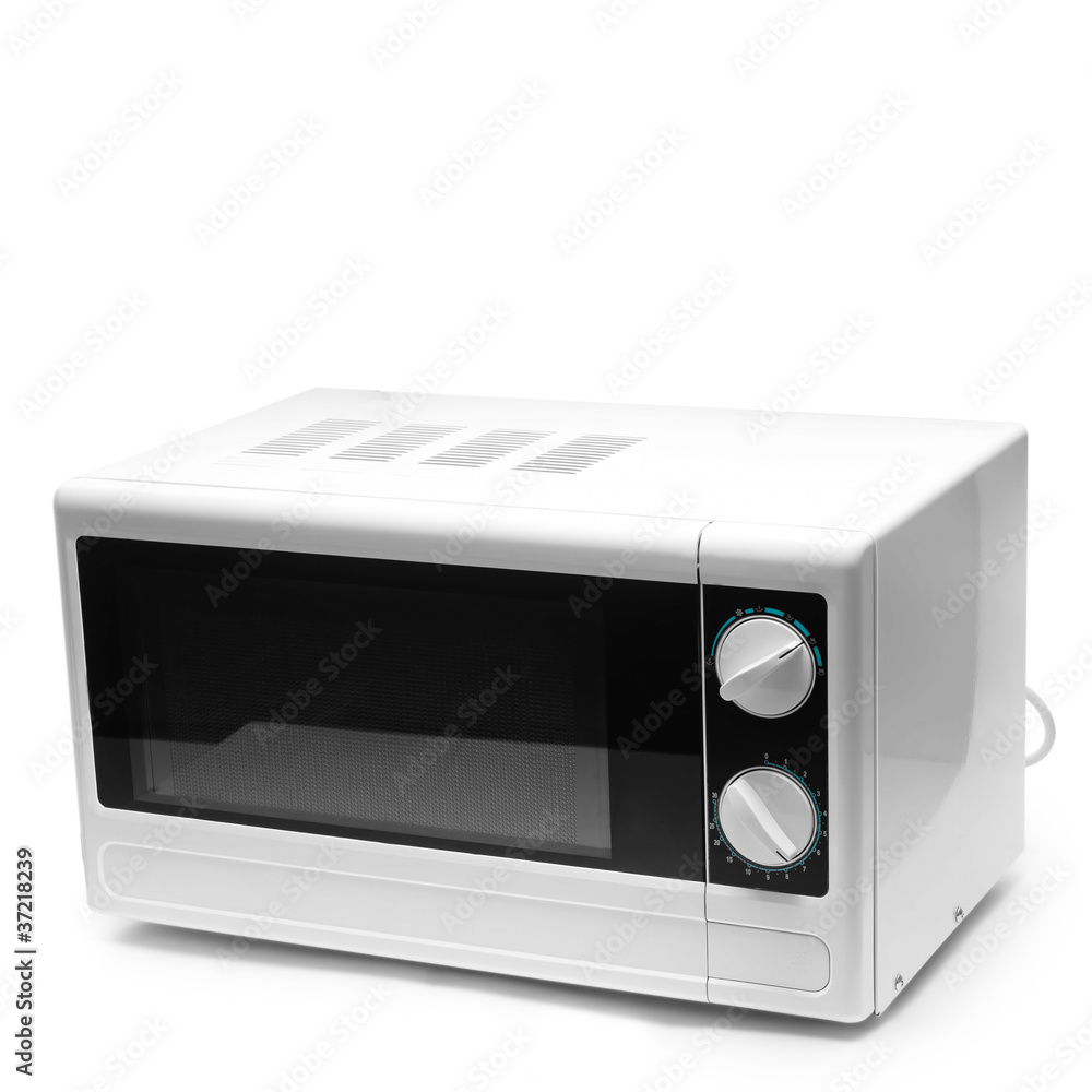 Fototapeta premium microwave oven for a meal isolated on white background