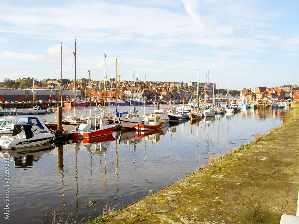 Whitby harbour, England.