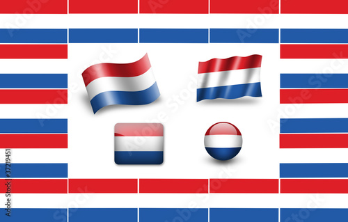 Flag of Holland. Flag of Netherlands. icon set