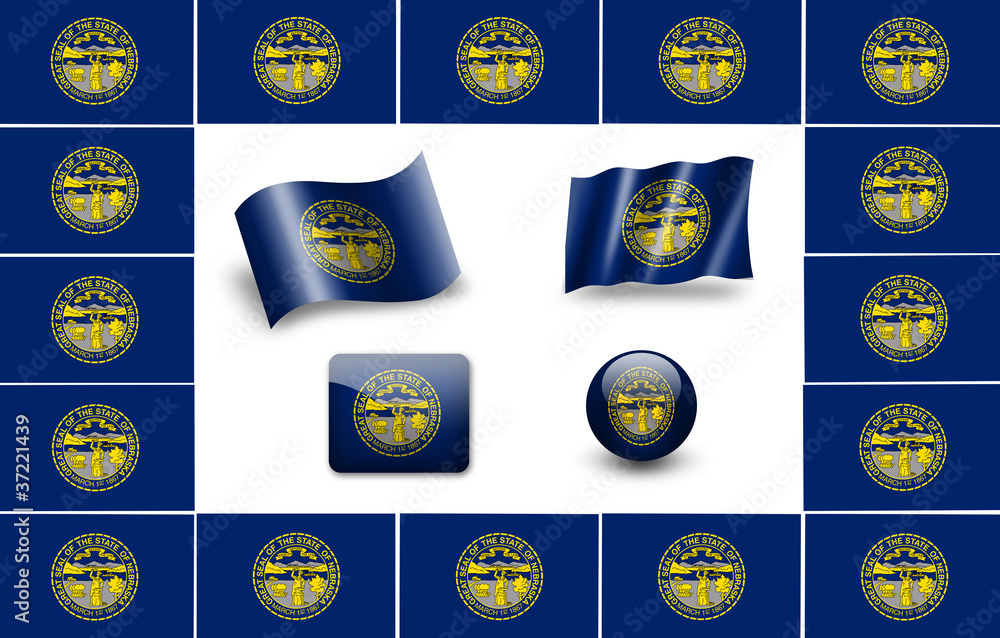 Flag of Nebraska. icon set