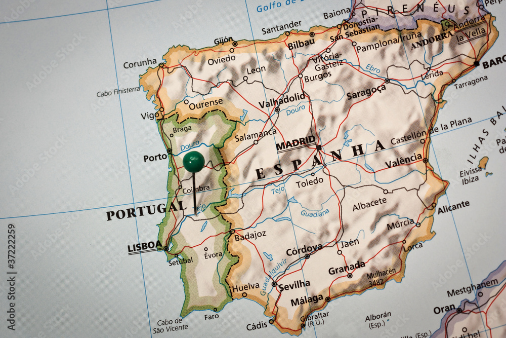 Obraz na plátně Iberian peninsula Map