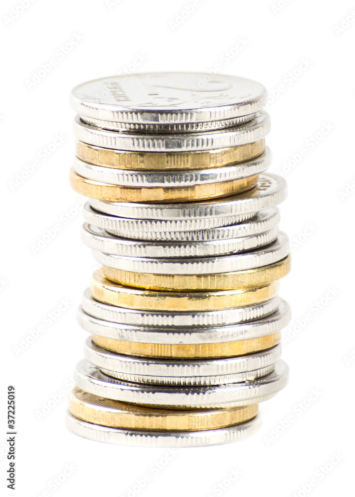 Stack of coins isolated on white Stack of coins isolated on white