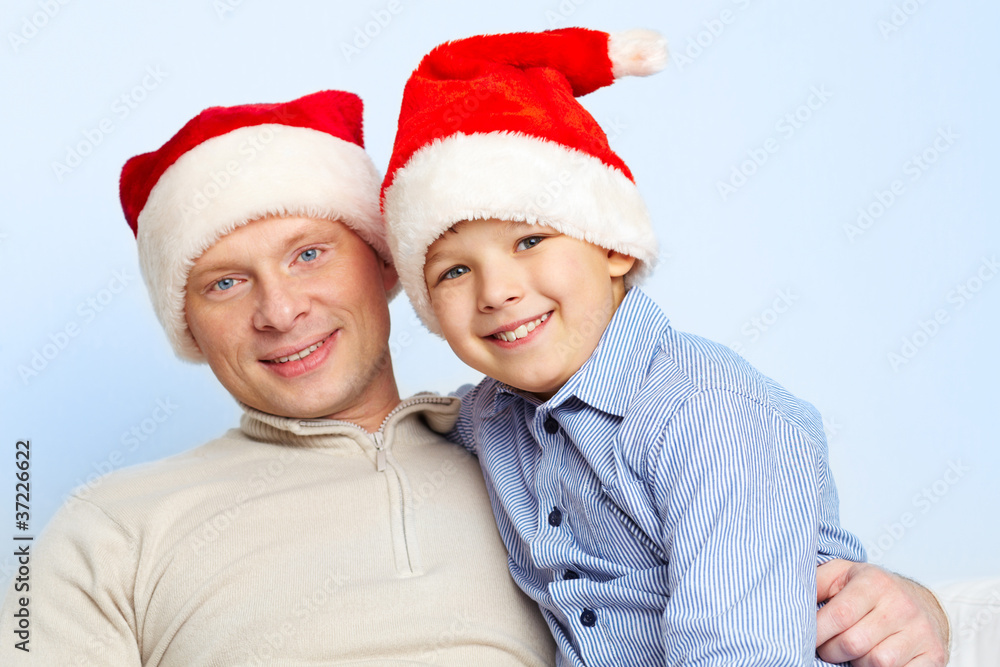 Santa father and son Santa father and son