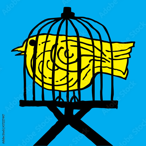 bird in cage vector illustration