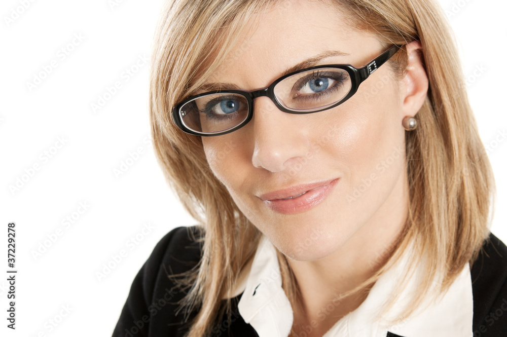Attractive business woman with glasses portrait