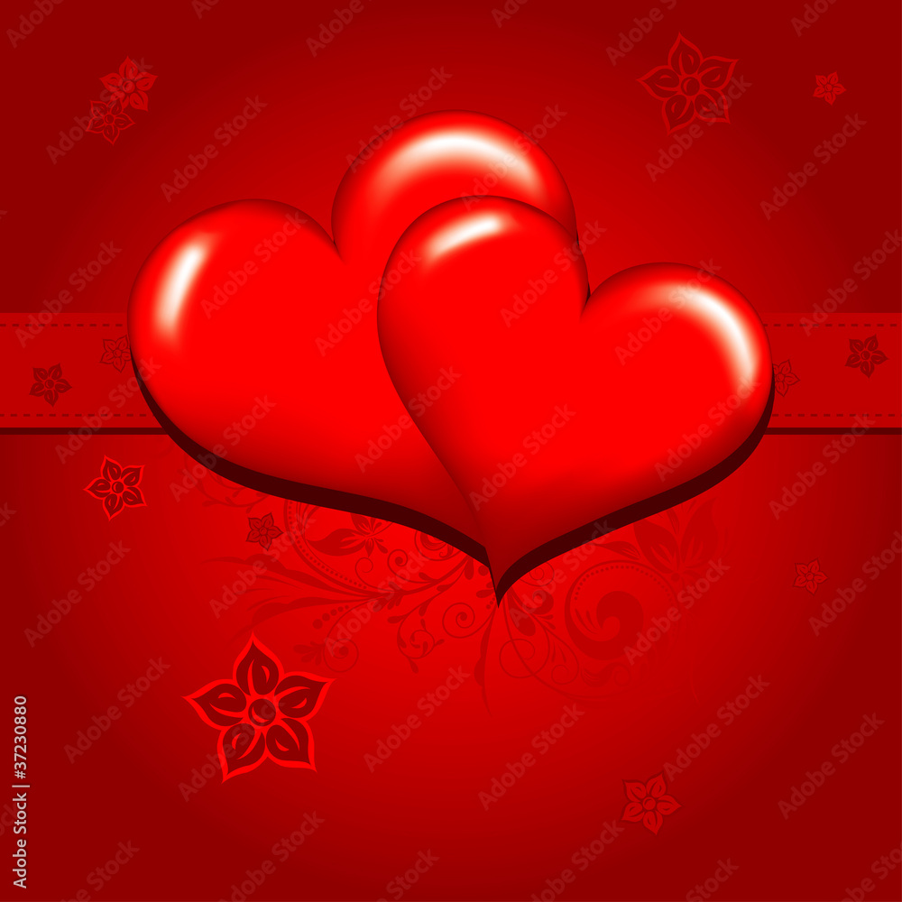 Template heart greeting card, vector