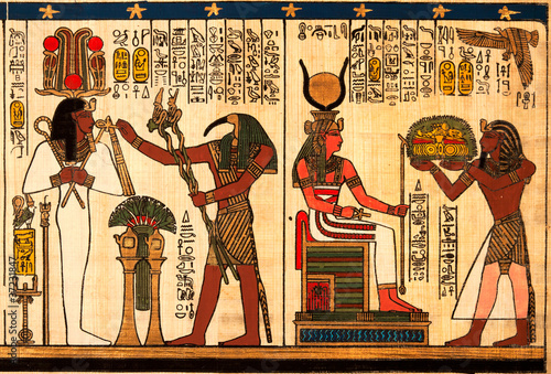 Egyptian papyrus with antique hieroglyphs