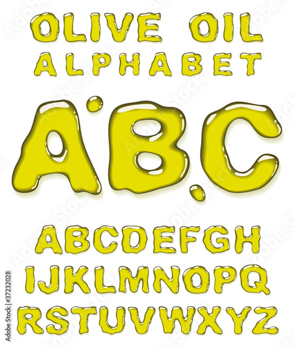 Olive oil alphabet.
