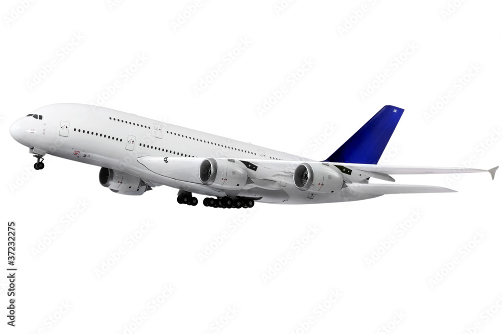 Obraz premium Modern airplane on white.