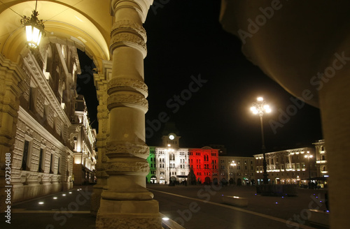 flag of italy's birth in piazza unità, trieste