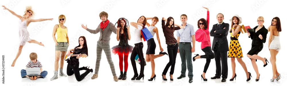 Fototapeta premium group people happy isolated on white