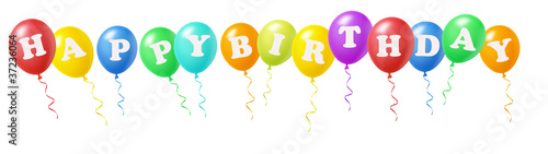Viele Bunte Luftballons mit Happy Birthday