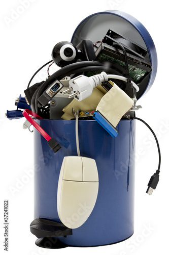 trashcan with electronic waste