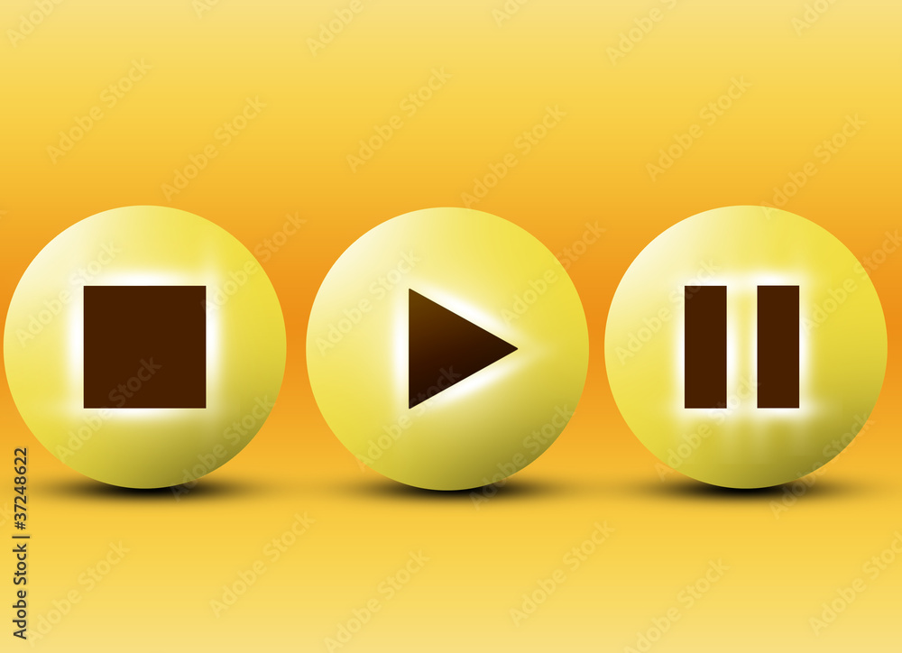 player buttons on white background - 3d illustration