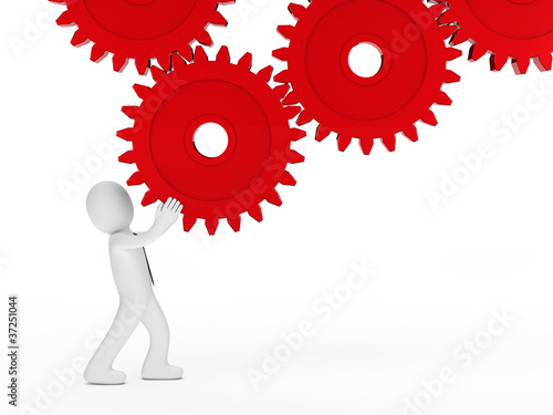 businessman red mechanic gear