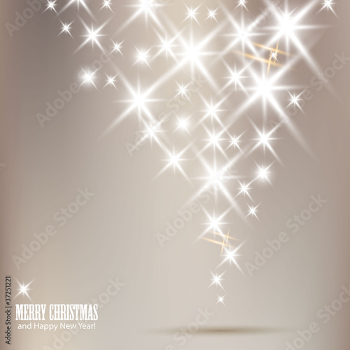 Elegant Christmas background with shiny stars and place for text