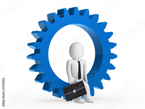 Businesman sitting in blue ...