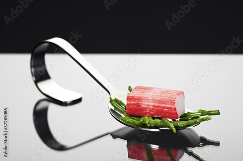 Fotografie Seafood appetizer spoon