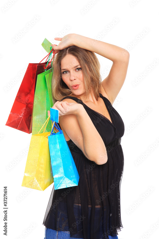 lovely woman with shopping bags lovely woman with shopping bags