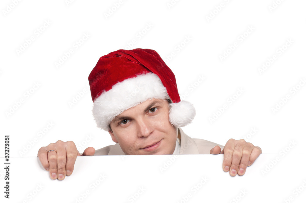 Portrait of man in santa hat Portrait of man in santa hat