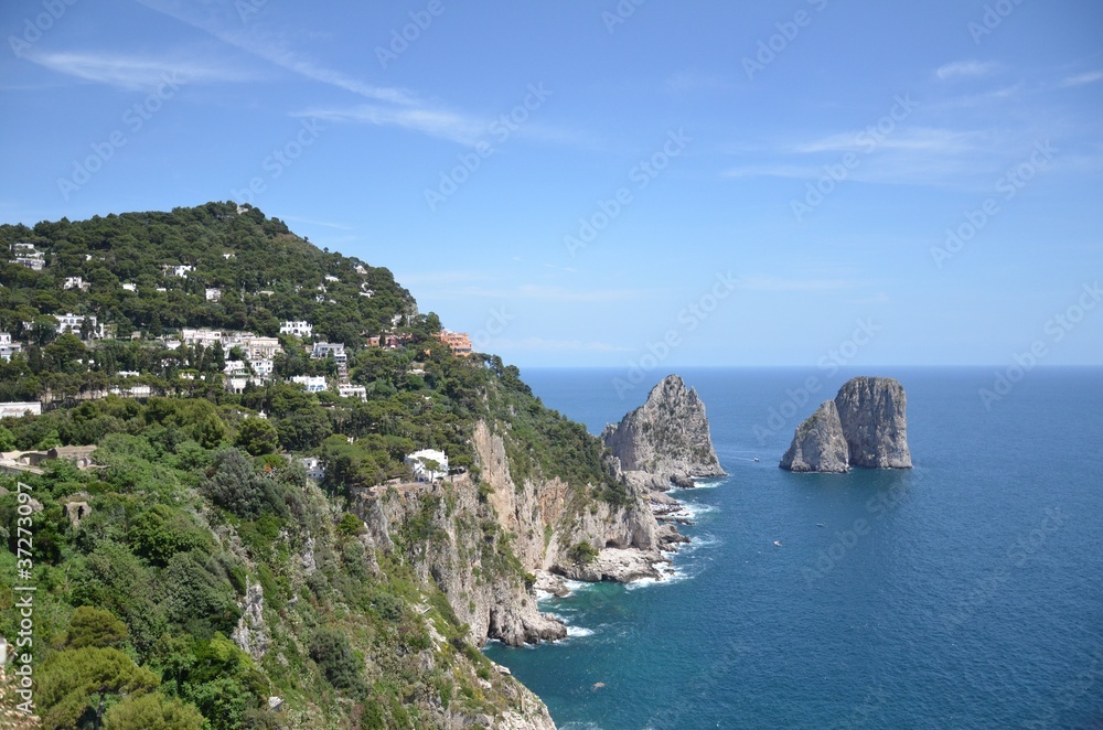 Capri island in Campania, Italy - sea  view with the Faraglioni