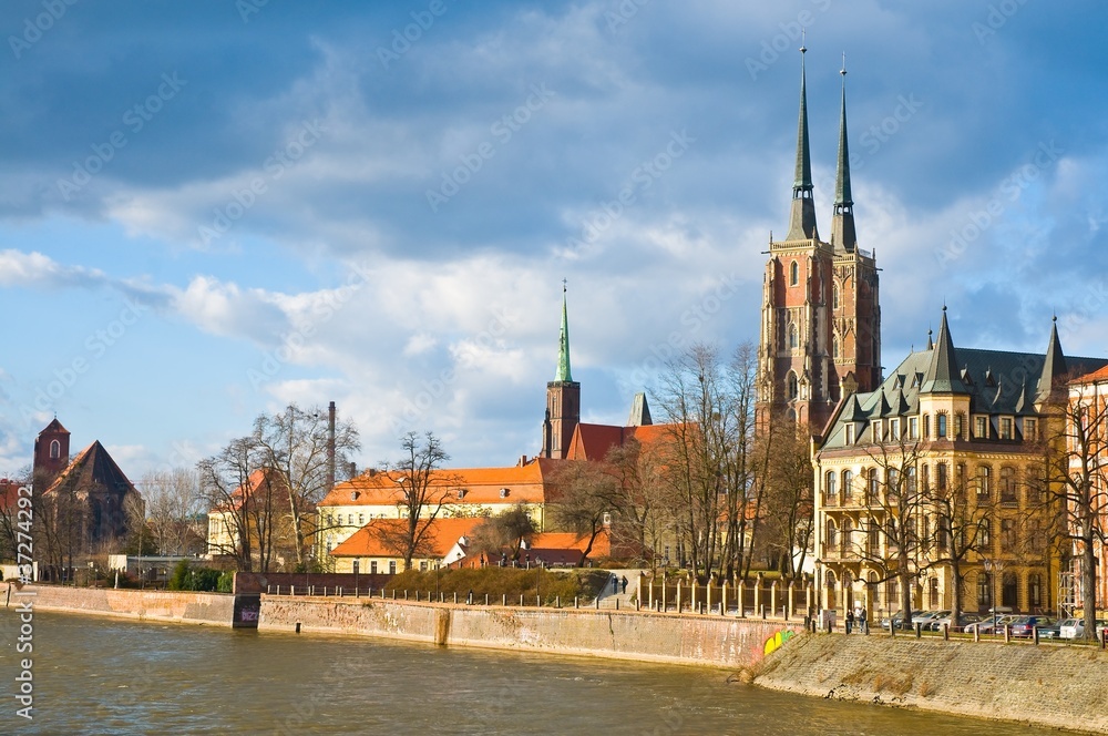 Fototapeta premium European old city, Cathedral island, Wroclaw, Poland