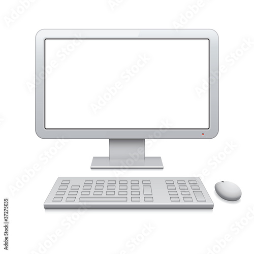 Vector desktop computer with blank widescreen monitor (16:9)