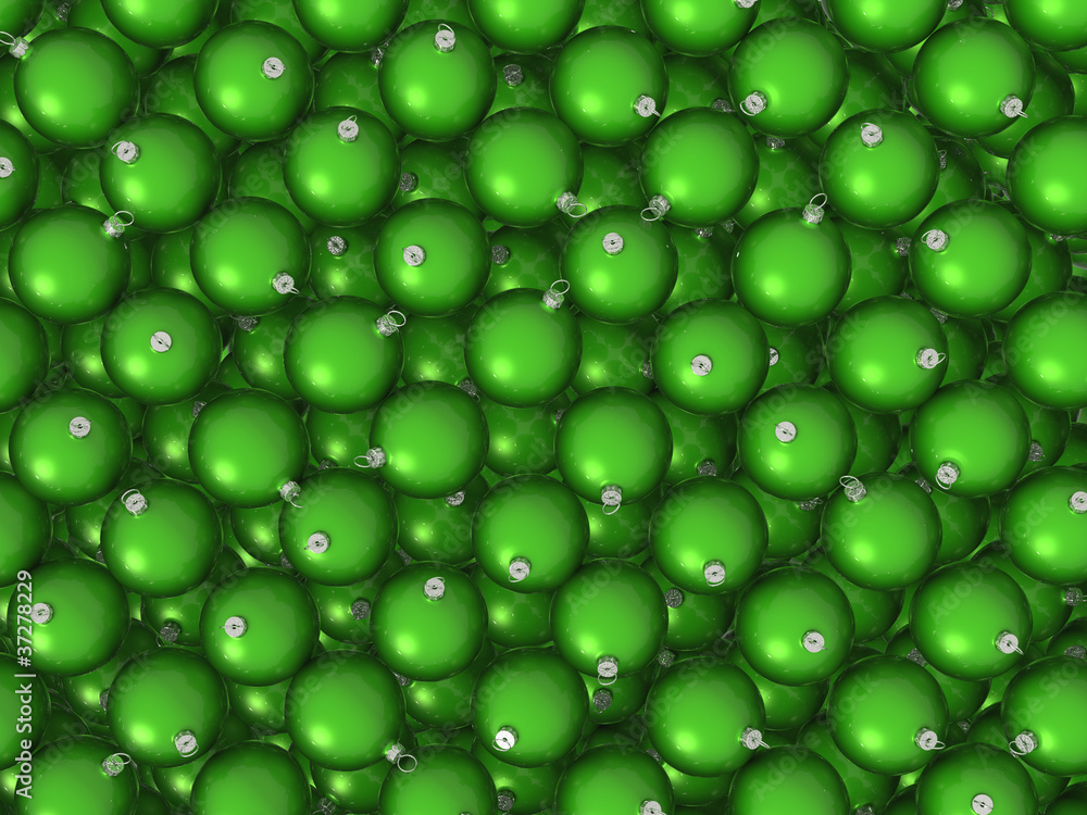 Green Christmas balls background