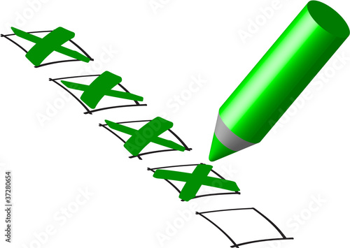 Pencil check green
